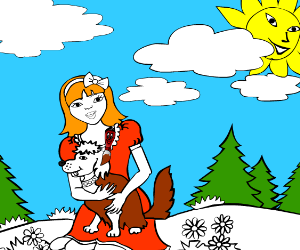Girl And Dog Coloring